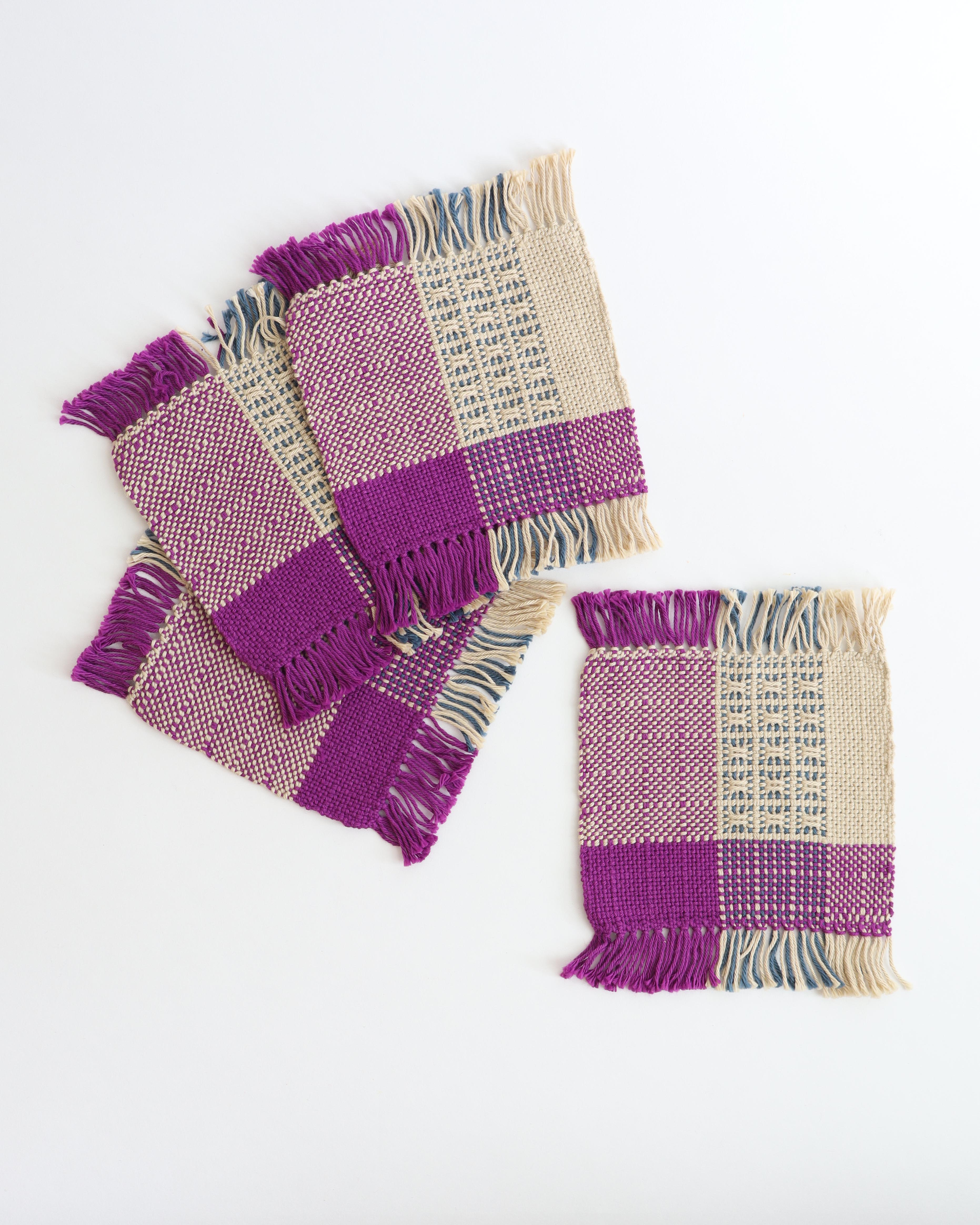Handwoven Square Coasters S/4 Magenta