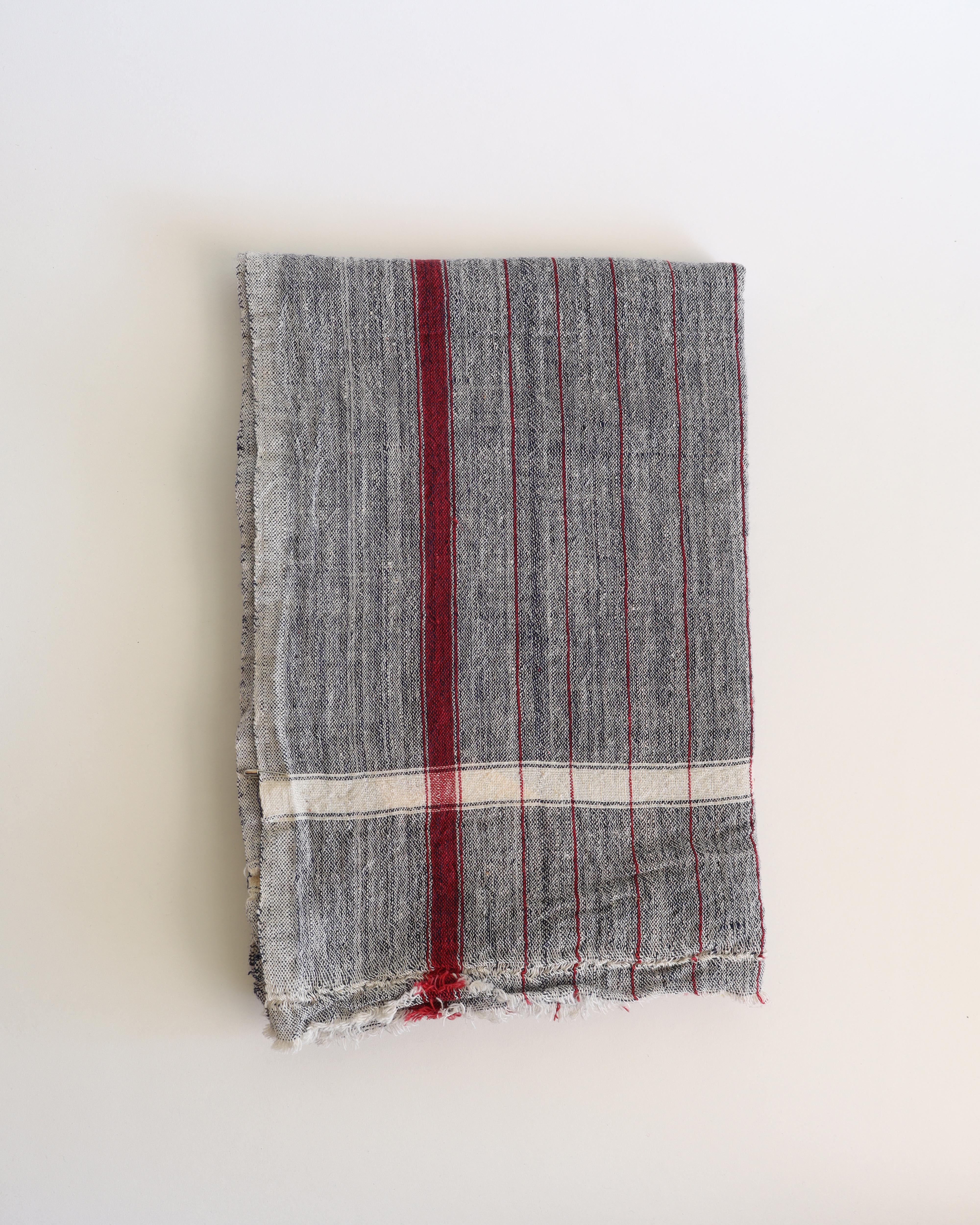 Khadi Cotton Textile Pinstripe Blue Cherry White
