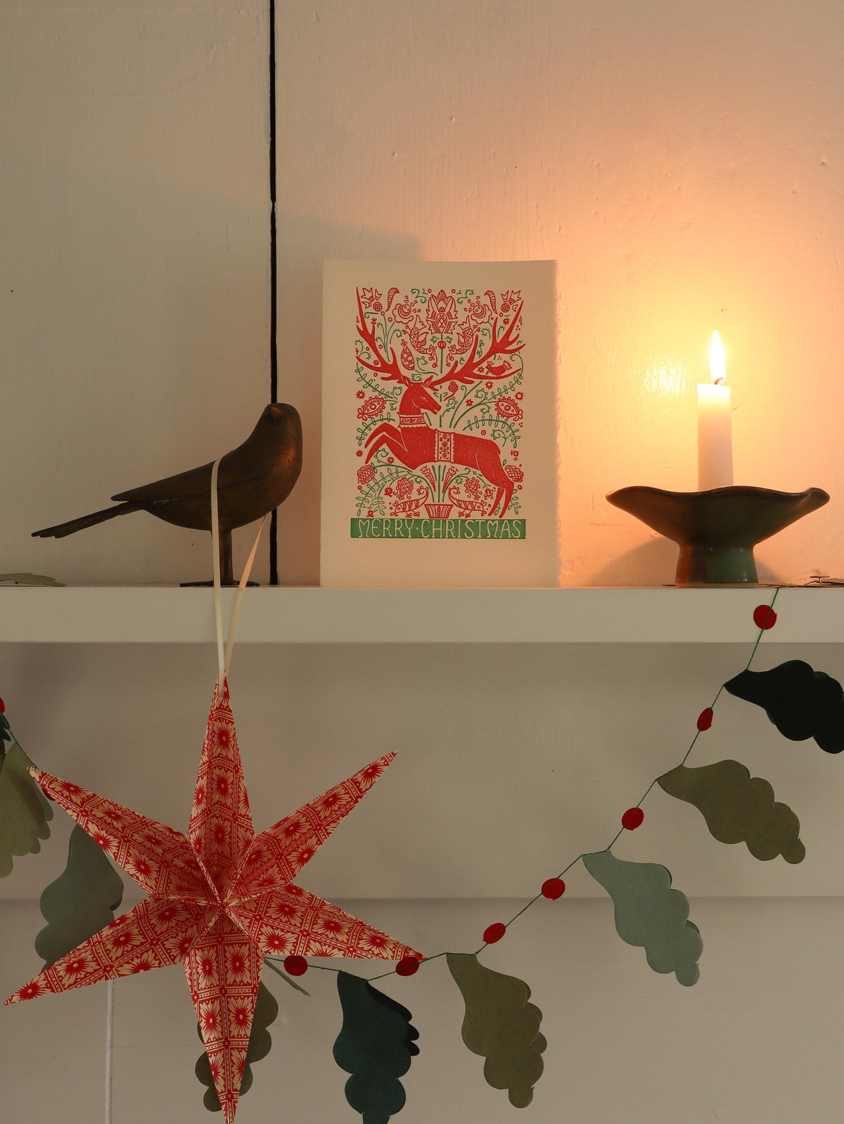 Folk Deer Letterpress Holiday Cards, Boxed Set of 8