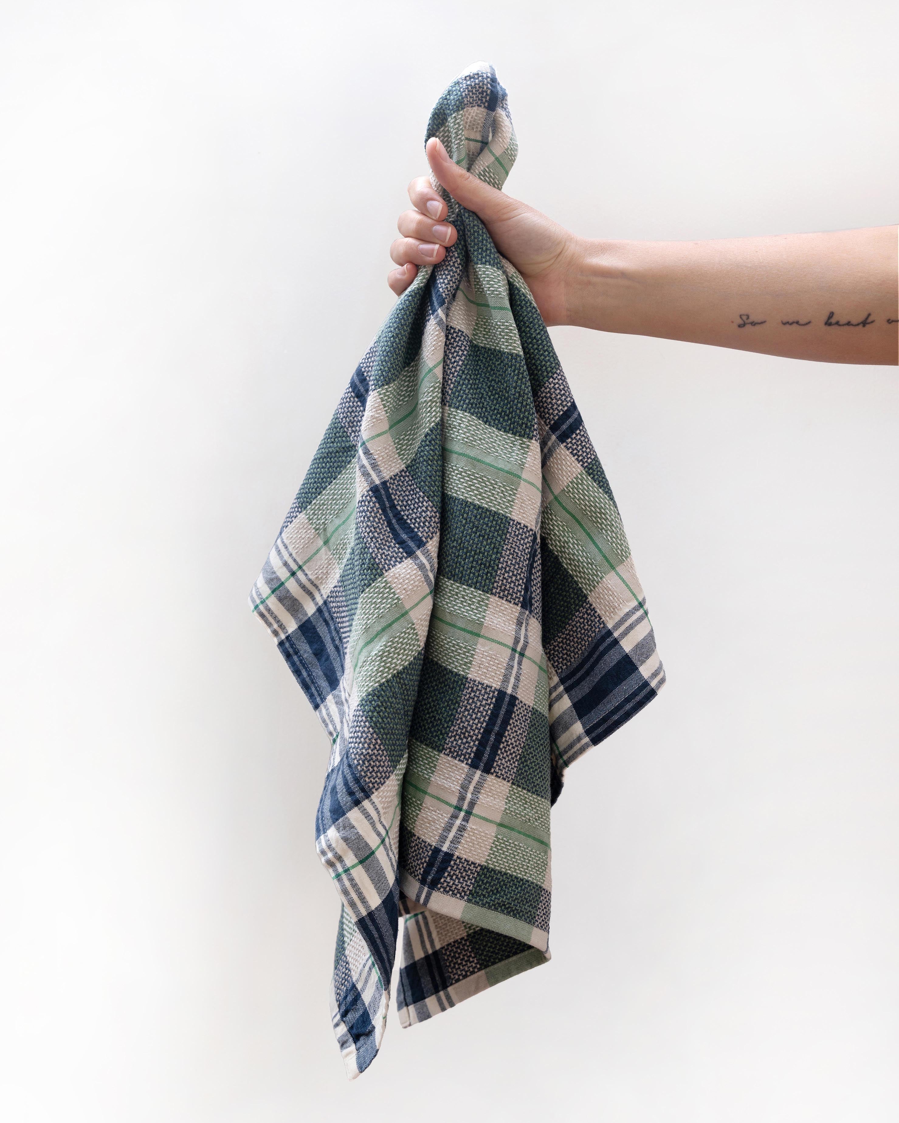 Plaid Kitchen Towel Basil