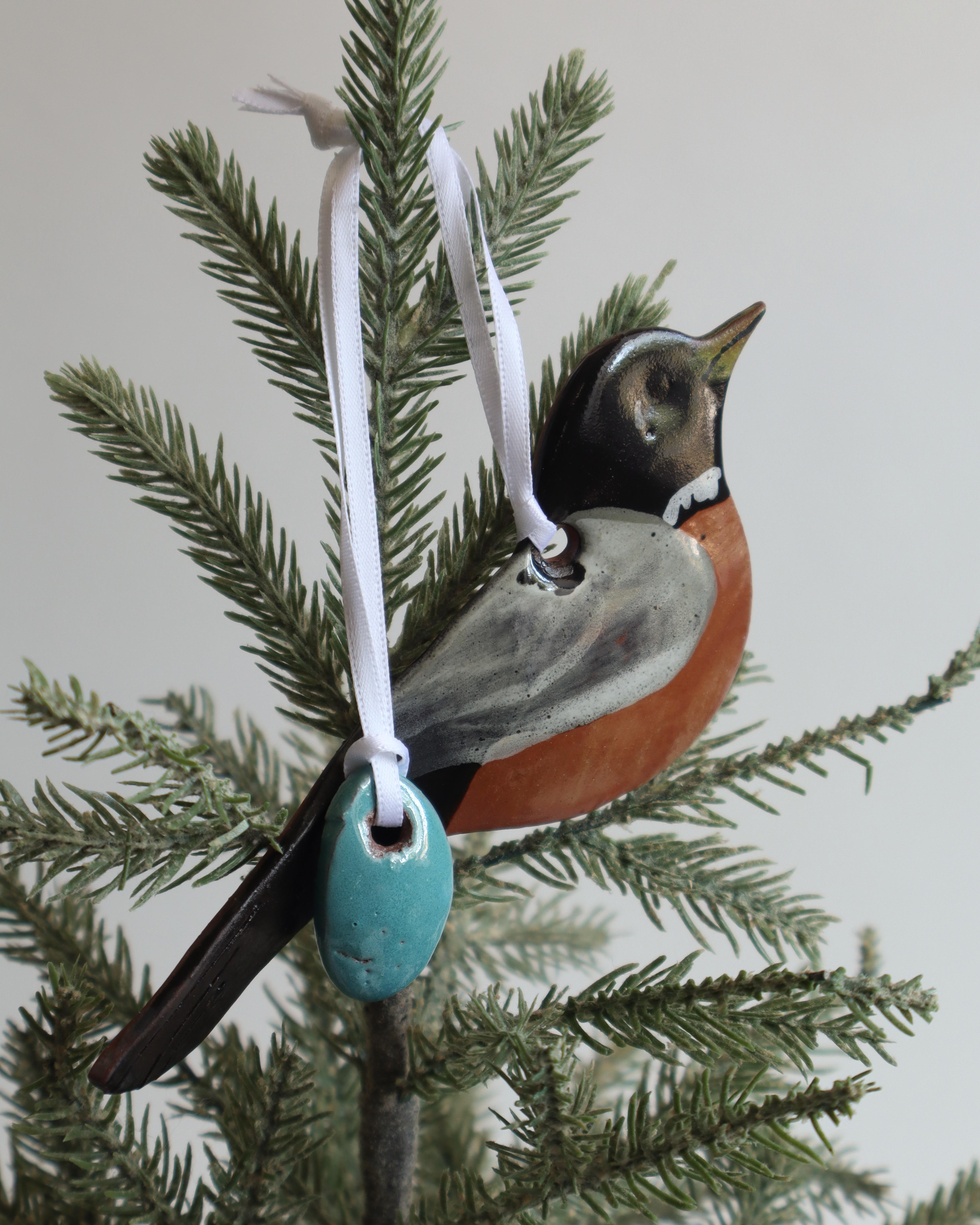 Robin Ornament with Blue Egg