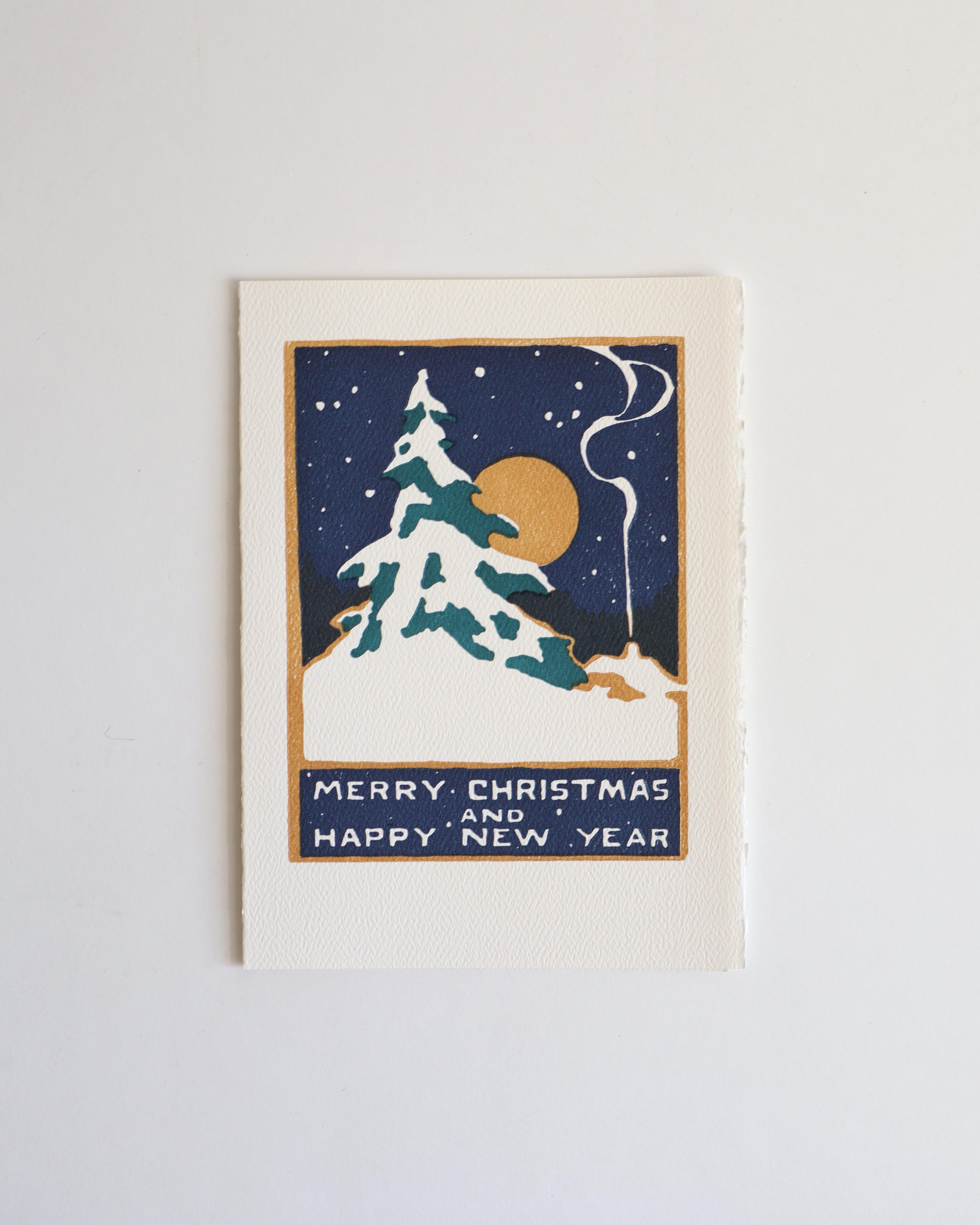Winter Moonlight Letterpress Holiday Cards, Boxed Set of 8