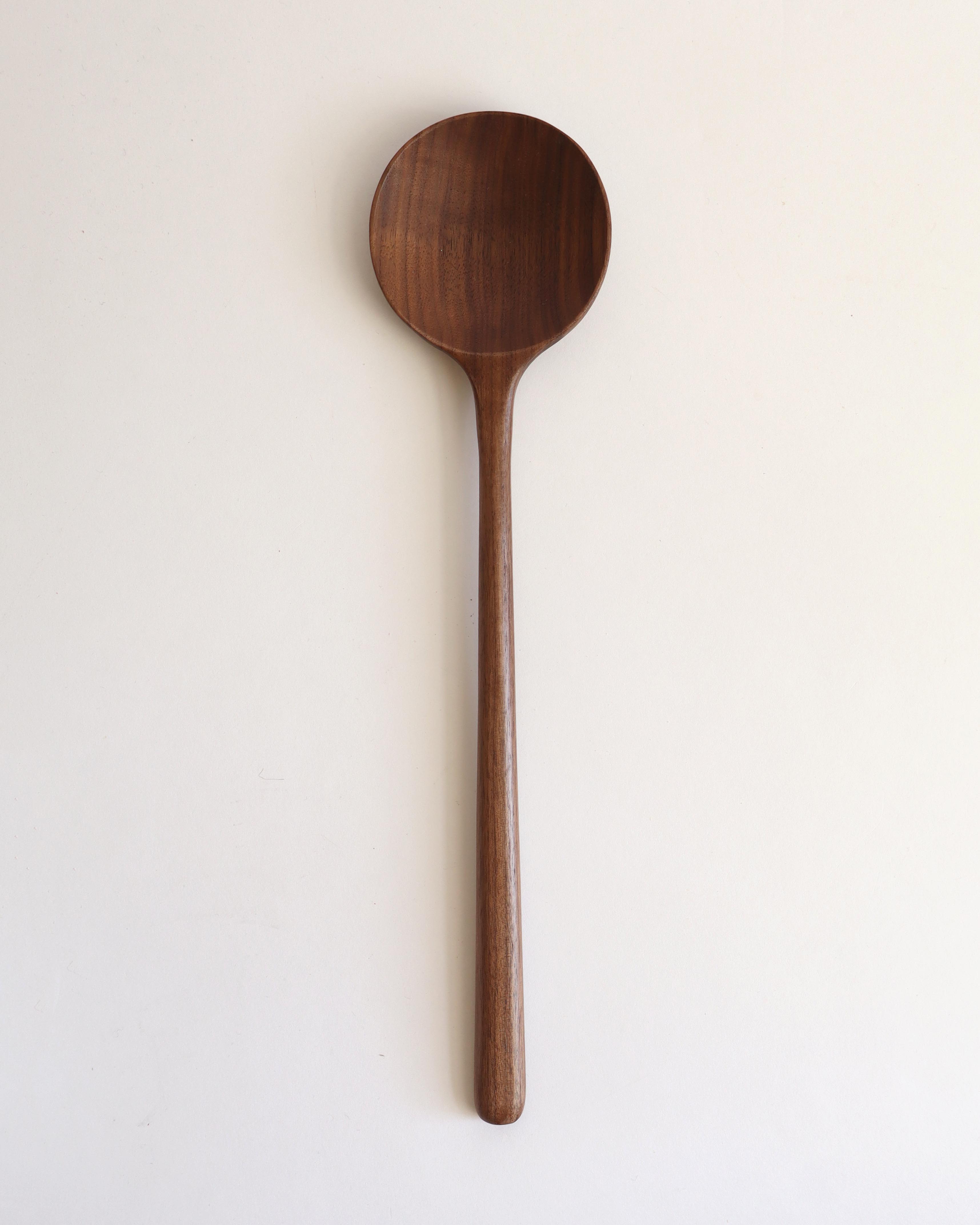 12" Walnut Wooden Round Spoon